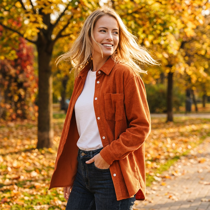 Chemise décontractée à manches longues et boutons pour femmes
