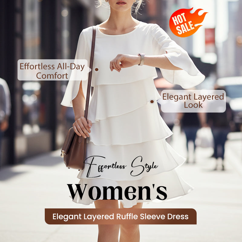 👗 60% DE RÉDUCTION ! ✨ Robe à Superpositions et Manches Volantées pour Femmes – Coupe Élégante, Tissu Léger & Style Bohème ✨