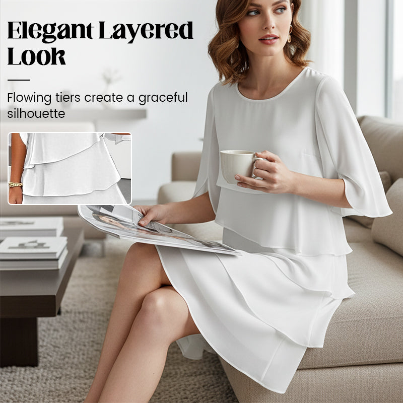 👗 60% DE RÉDUCTION ! ✨ Robe à Superpositions et Manches Volantées pour Femmes – Coupe Élégante, Tissu Léger & Style Bohème ✨