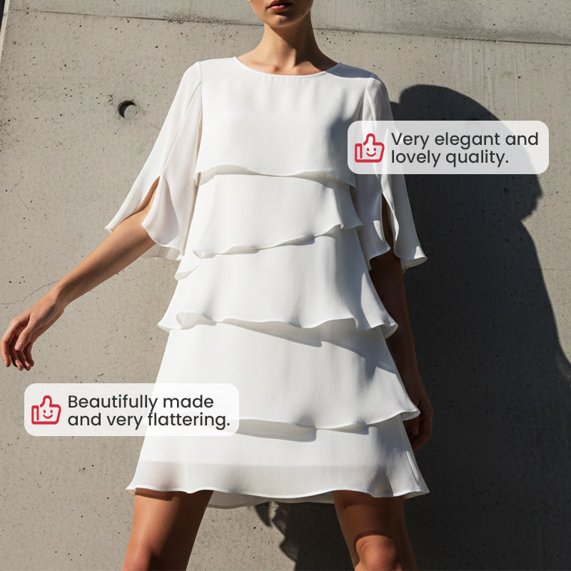 👗 60% DE RÉDUCTION ! ✨ Robe à Superpositions et Manches Volantées pour Femmes – Coupe Élégante, Tissu Léger & Style Bohème ✨