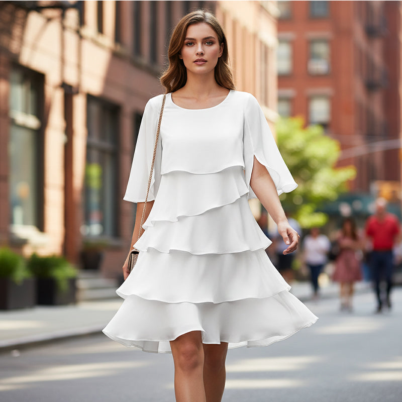 👗 60% DE RÉDUCTION ! ✨ Robe à Superpositions et Manches Volantées pour Femmes – Coupe Élégante, Tissu Léger & Style Bohème ✨