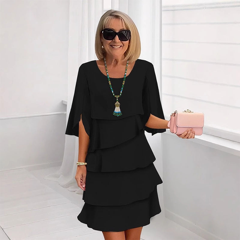 👗 60% DE RÉDUCTION ! ✨ Robe à Superpositions et Manches Volantées pour Femmes – Coupe Élégante, Tissu Léger & Style Bohème ✨