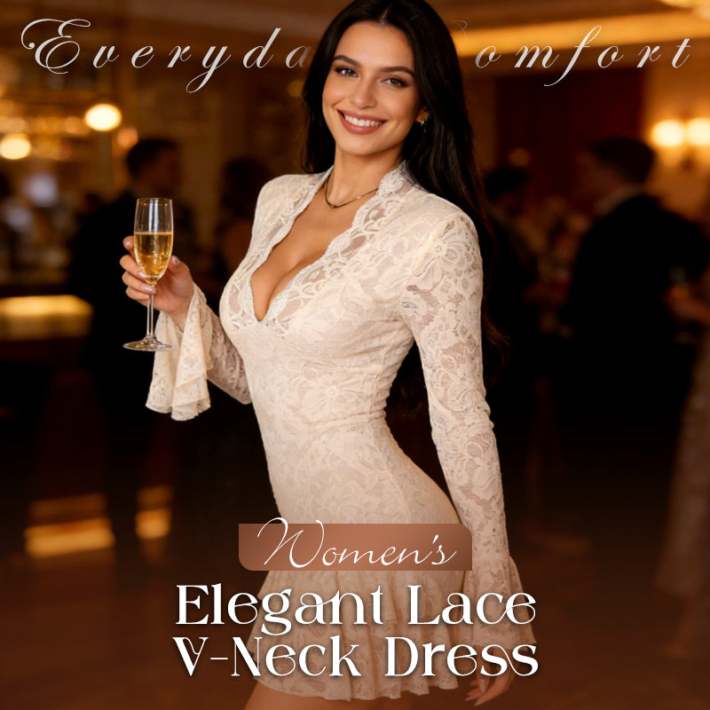 Élégante robe à encolure en V en dentelle avec bordure à volants