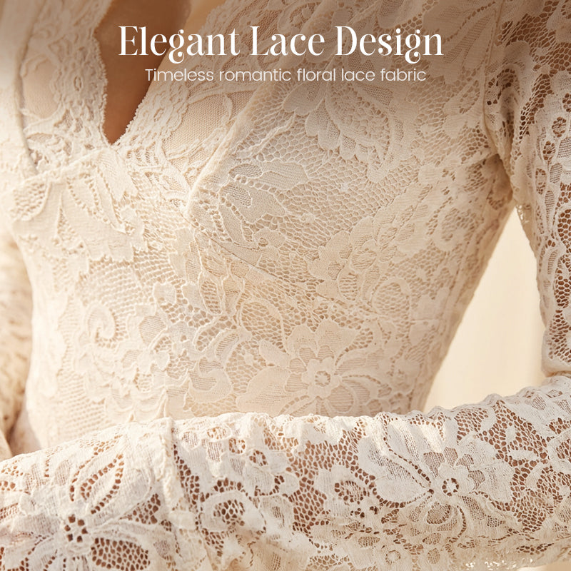 Élégante robe à encolure en V en dentelle avec bordure à volants