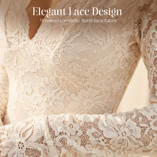 Élégante robe à encolure en V en dentelle avec bordure à volants