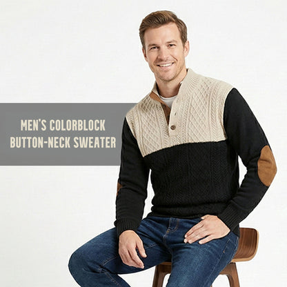 Pull à col boutonné color block pour homme