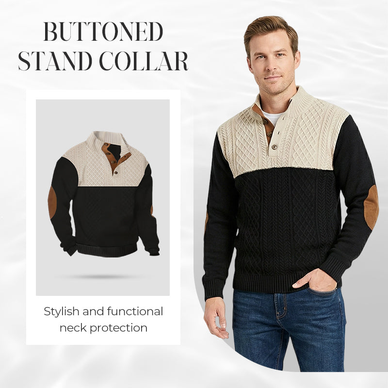 Pull à col boutonné color block pour homme