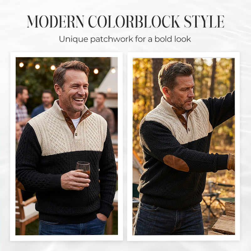 Pull à col boutonné color block pour homme
