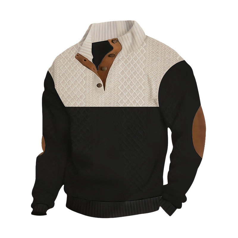 Pull à col boutonné color block pour homme