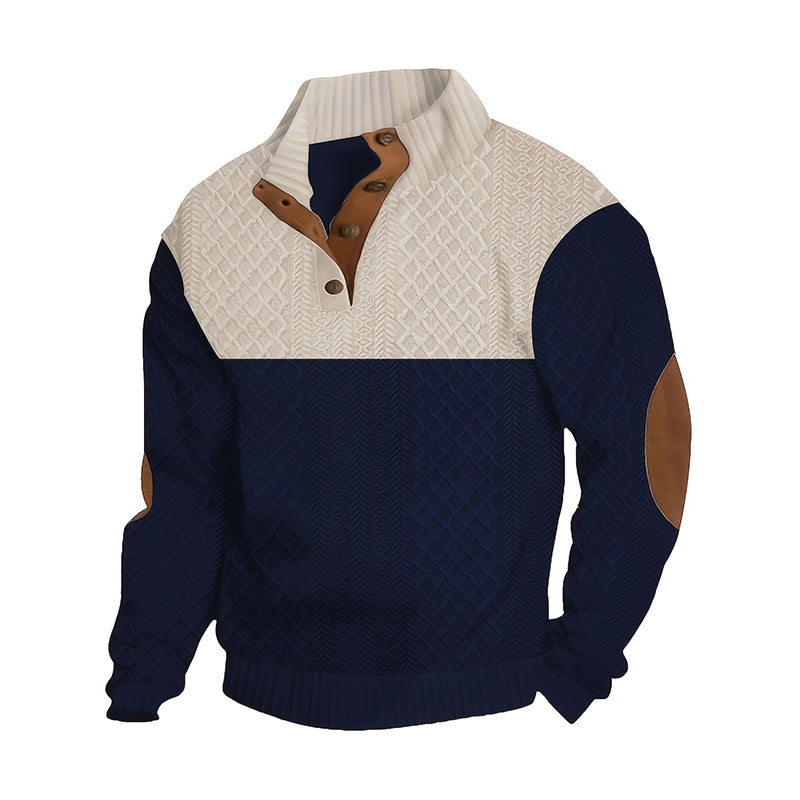Pull à col boutonné color block pour homme