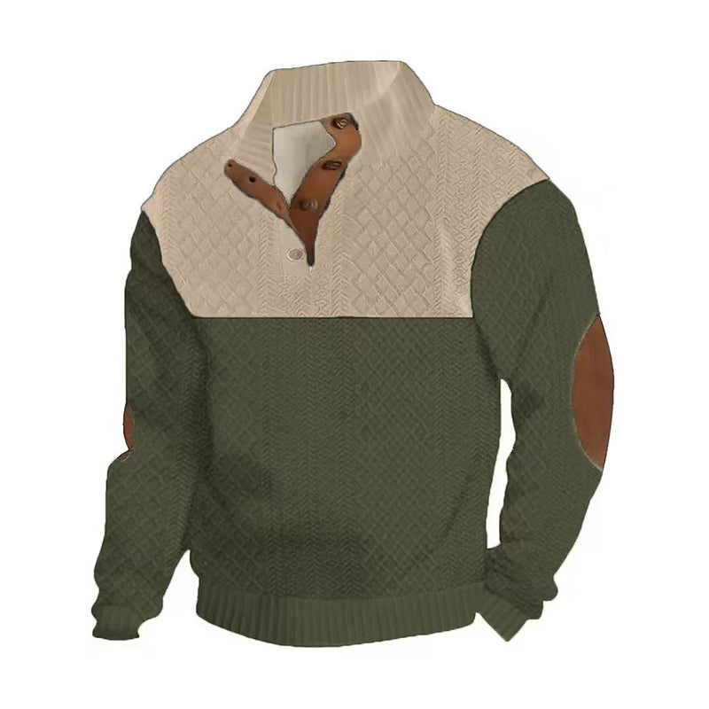 Pull à col boutonné color block pour homme
