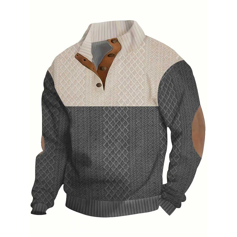 Pull à col boutonné color block pour homme