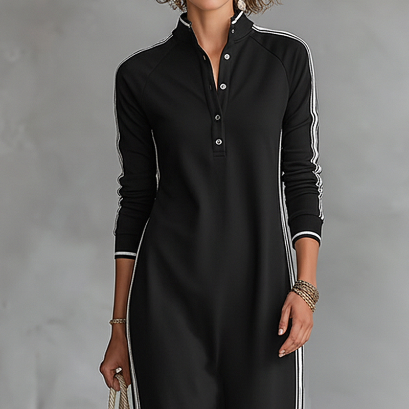 Robe minimaliste à col boutonné et bordure contrastée