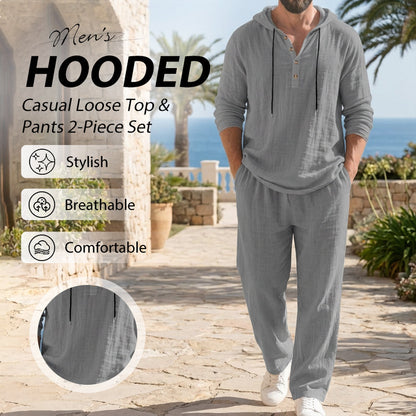 👕 70% DE RÉDUCTION ! 🩳 Ensemble 2 Pièces Homme – Haut à Capuche Décontracté & Pantalon Confortable – Style Casual & Matière Douce 🧢
