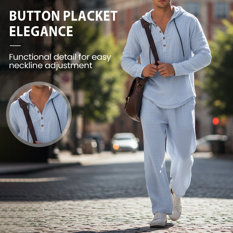 👕 70% DE RÉDUCTION ! 🩳 Ensemble 2 Pièces Homme – Haut à Capuche Décontracté & Pantalon Confortable – Style Casual & Matière Douce 🧢