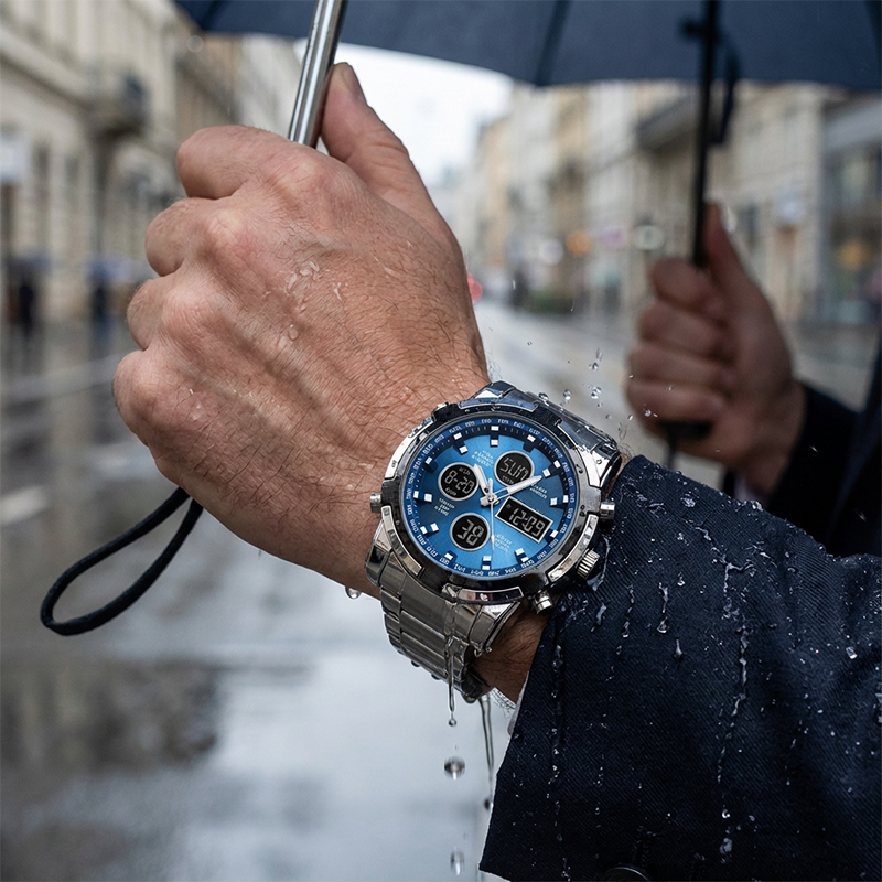 📢📢63% DE RÉDUCTION !! ⏰ Montre Analogique-Numérique Militaire Étanche pour Hommes – 48mm, Multifonction & Bracelet en Acier Inoxydable ! 🕰️💪