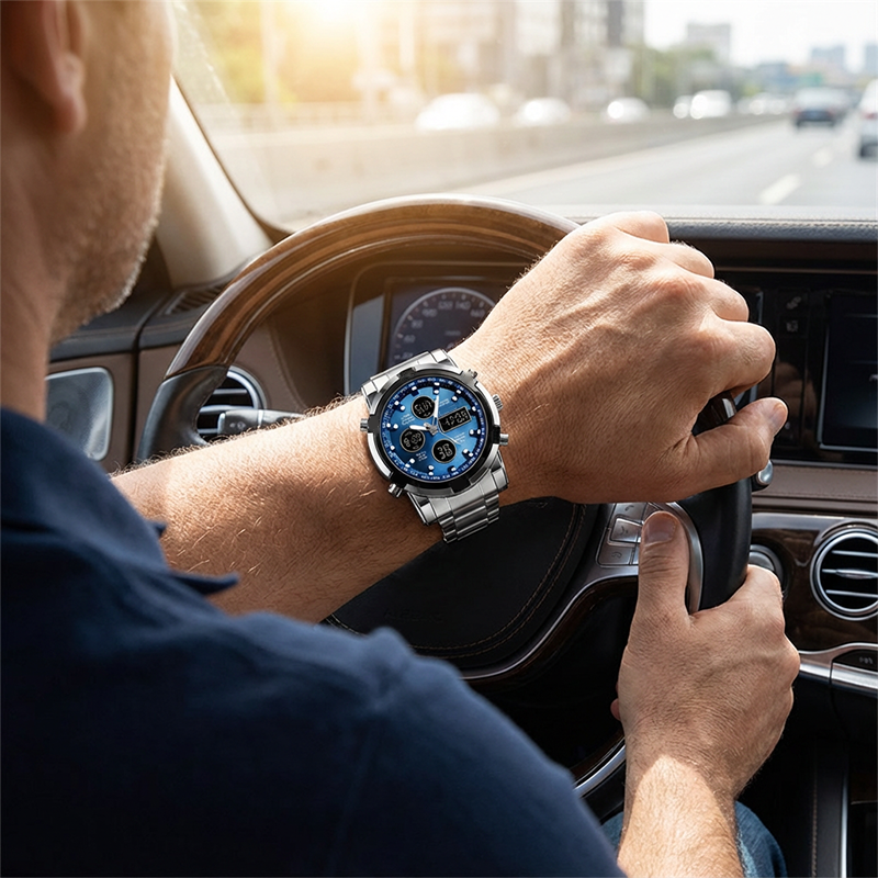 📢📢63% DE RÉDUCTION !! ⏰ Montre Analogique-Numérique Militaire Étanche pour Hommes – 48mm, Multifonction & Bracelet en Acier Inoxydable ! 🕰️💪