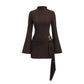 Robe moulante à col montant et fronces pour femme