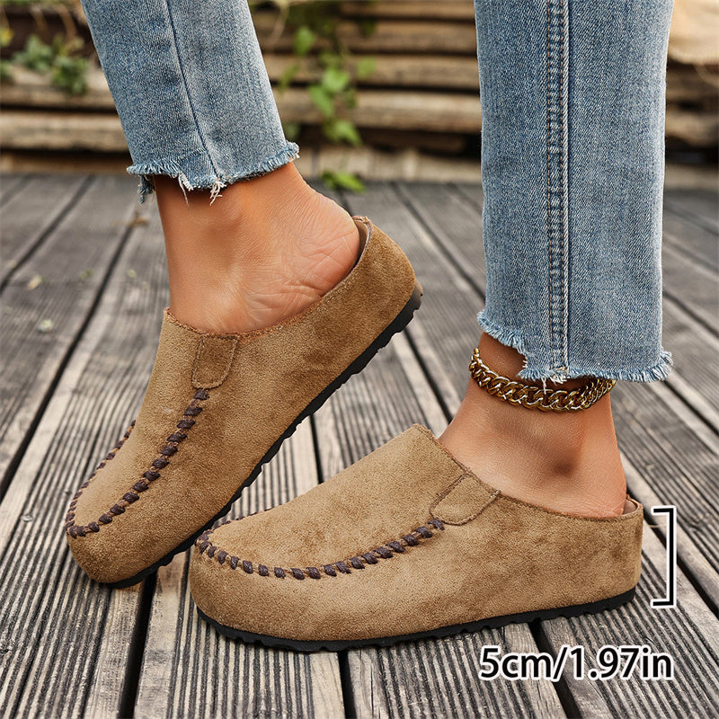 👡 50% DE RÉDUCTION! 🩴 Pantoufles Mules Femme à Bout Large Fermé – Semelle Moelleuse, Antidérapantes & Parfaites Pour Un Confort Douillet À La Maison 🏠