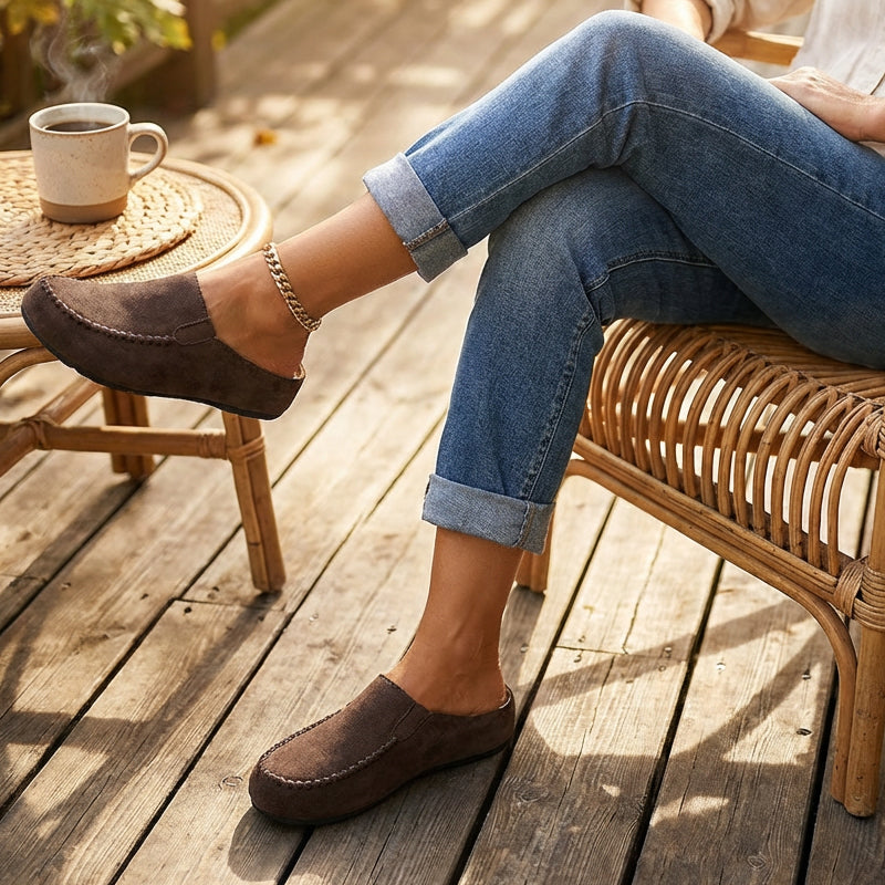 👡 50% DE RÉDUCTION! 🩴 Pantoufles Mules Femme à Bout Large Fermé – Semelle Moelleuse, Antidérapantes & Parfaites Pour Un Confort Douillet À La Maison 🏠