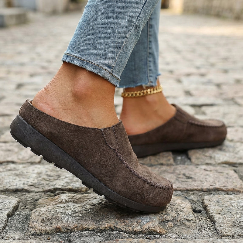 👡 50% DE RÉDUCTION! 🩴 Pantoufles Mules Femme à Bout Large Fermé – Semelle Moelleuse, Antidérapantes & Parfaites Pour Un Confort Douillet À La Maison 🏠