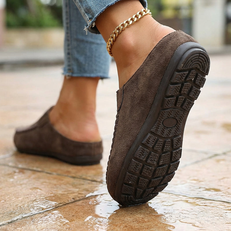 👡 50% DE RÉDUCTION! 🩴 Pantoufles Mules Femme à Bout Large Fermé – Semelle Moelleuse, Antidérapantes & Parfaites Pour Un Confort Douillet À La Maison 🏠