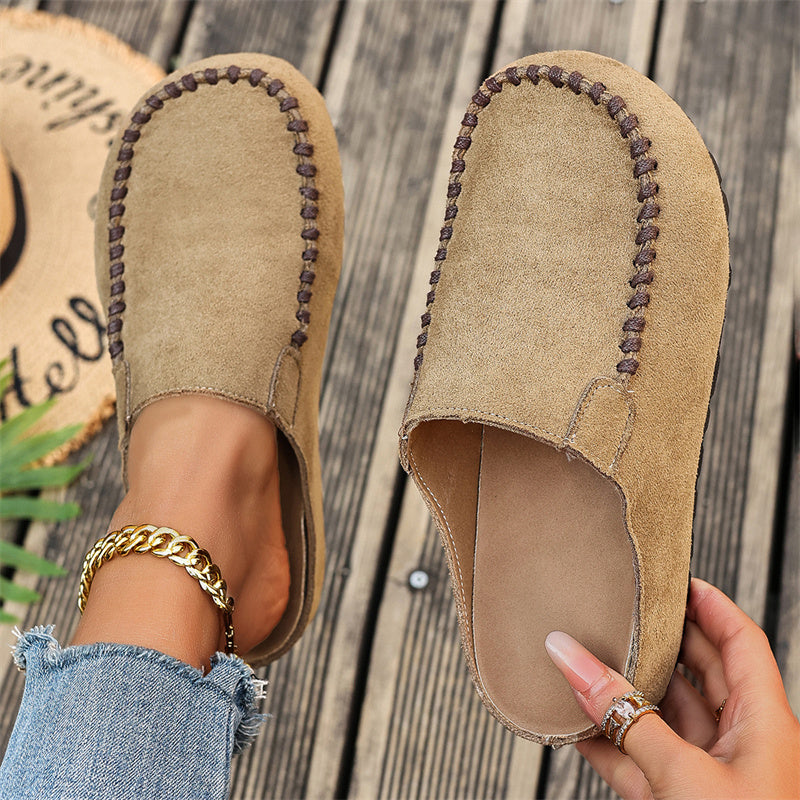 👡 50% DE RÉDUCTION! 🩴 Pantoufles Mules Femme à Bout Large Fermé – Semelle Moelleuse, Antidérapantes & Parfaites Pour Un Confort Douillet À La Maison 🏠