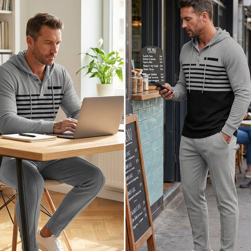 🔈🔈 60 % DE RÉDUCTION !! 🔥👕 Ensemble de survêtement à capuche color-block pour homme 👖