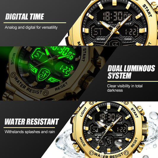 📢📢 60 % de réduction !! ⏰ Montre multifonction imperméable et lumineuse pour homme – Double affichage, étanchéité 50 m & rétroéclairage 🌙⌚