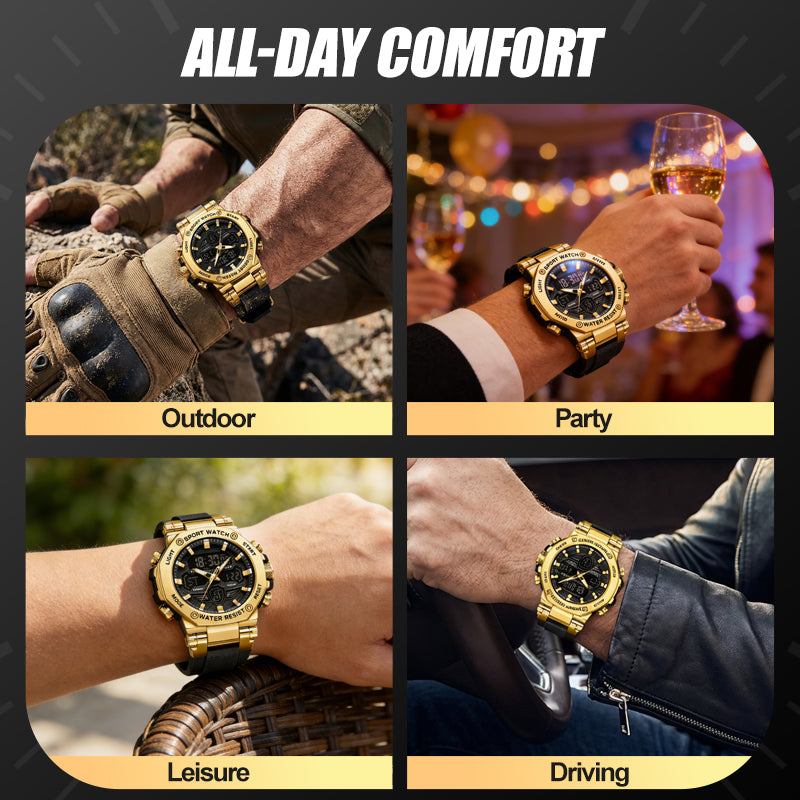 📢📢 60 % de réduction !! ⏰ Montre multifonction imperméable et lumineuse pour homme – Double affichage, étanchéité 50 m & rétroéclairage 🌙⌚