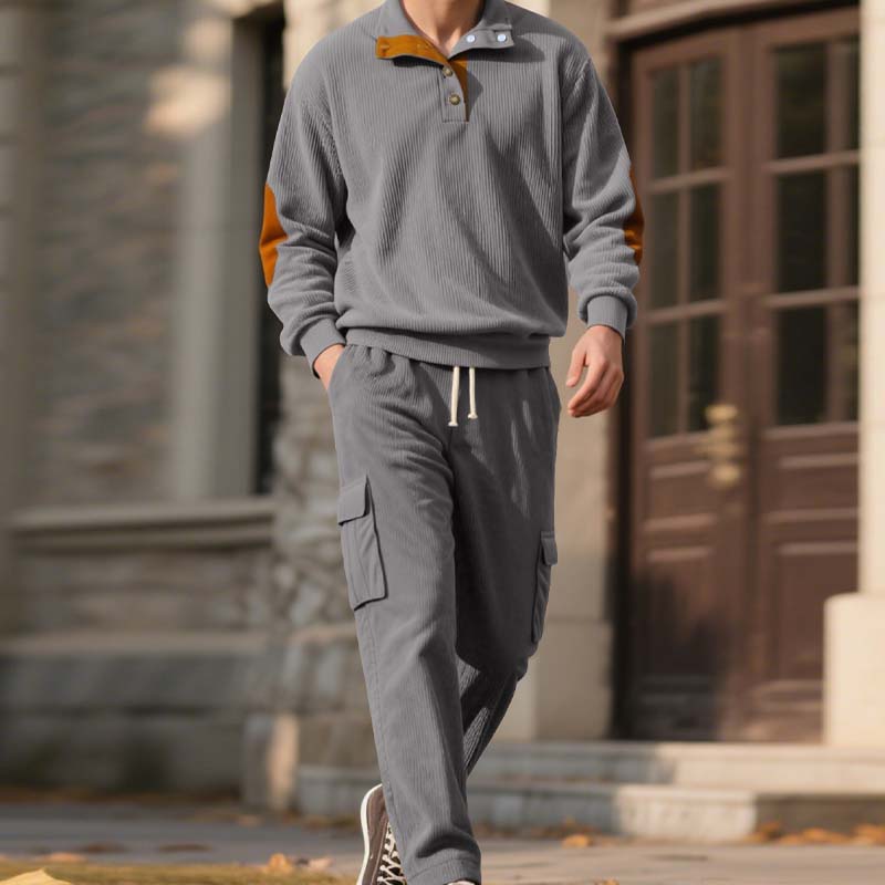 Ensemble 2 pièces tendance pour homme : pull-over et pantalon cargo