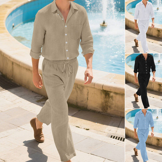 ✨ Élégance Minimaliste | Ensemble 2 Pièces en Lin pour Homme 👔【-50% Aujourd‘hui】