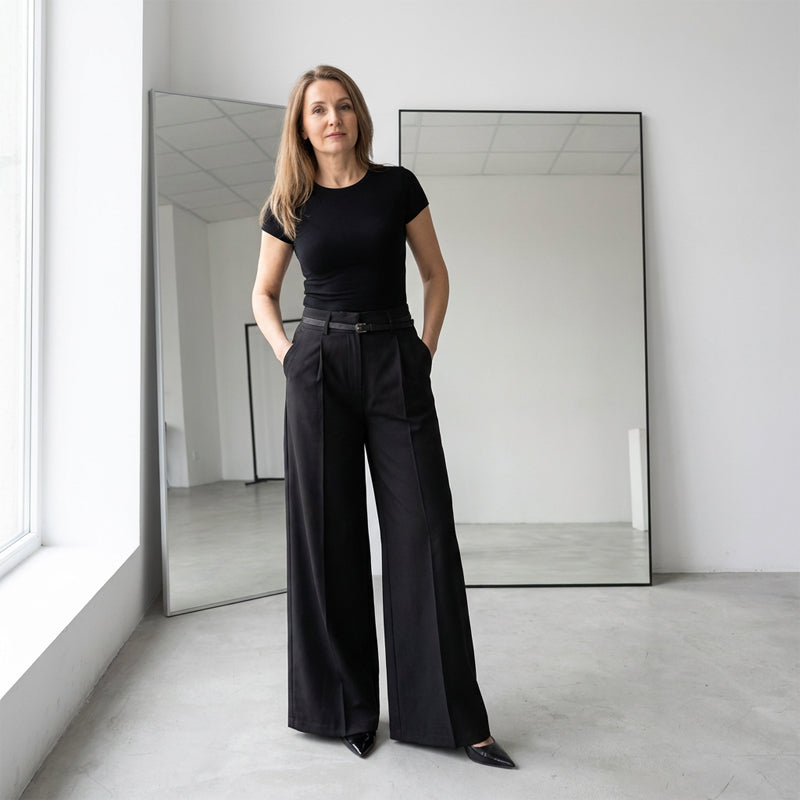 🛋️ Confort Absolu & Luxe Quotidien | Pantalon Palazzo Ceinturé Large ☁️【Promo -50%】