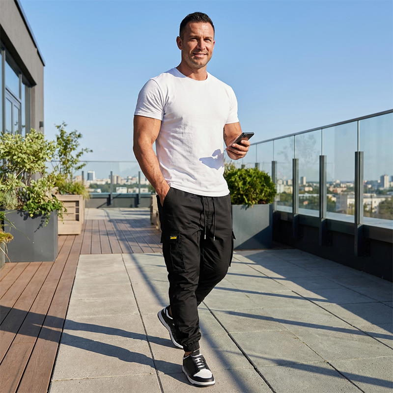 Pantalon cargo décontracté pour homme avec cordon de serrage