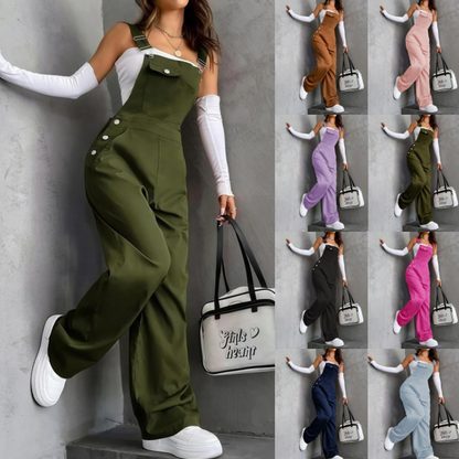 Salopette cargo rétro pour femme avec poches