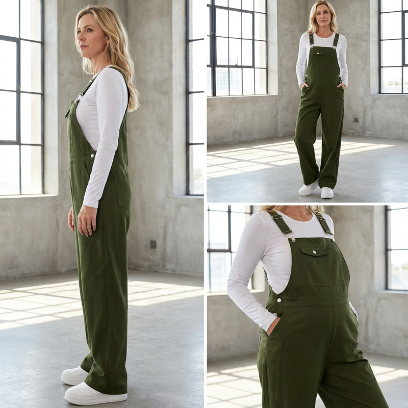 Salopette cargo rétro pour femme avec poches