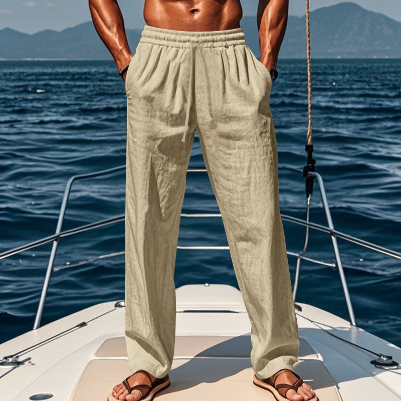 📢📢61 % DE RÉDUCTION !! ⏰Pantalon ample tendance en lin pour homme avec poches