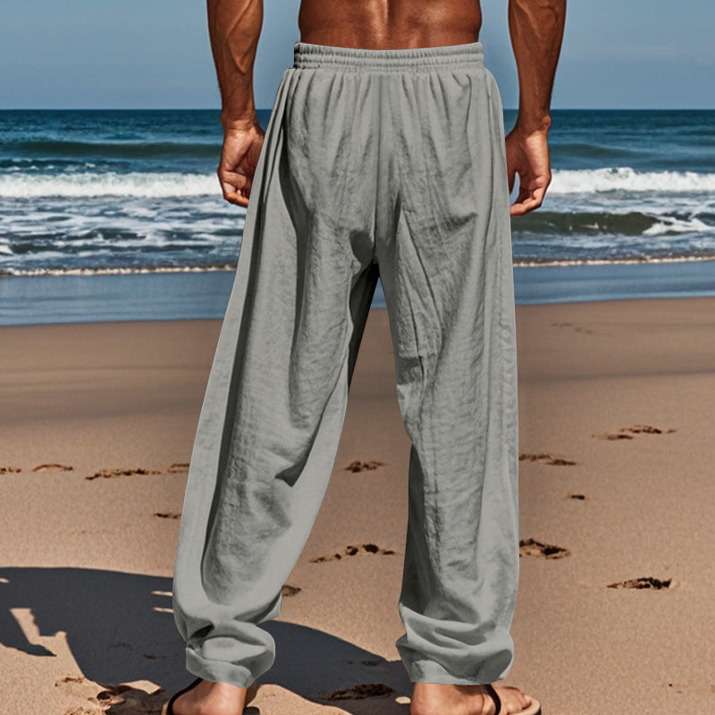 📢📢61 % DE RÉDUCTION !! ⏰Pantalon ample tendance en lin pour homme avec poches