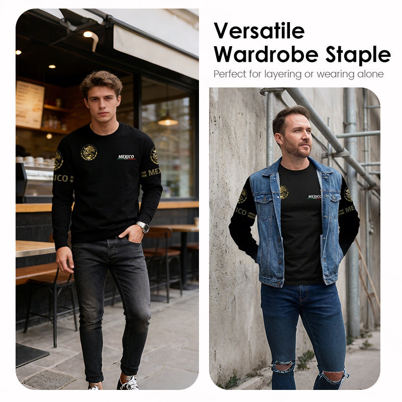 T-shirt à col rond et manches longues pour homme
