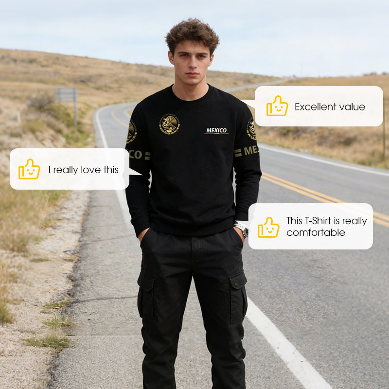 T-shirt à col rond et manches longues pour homme