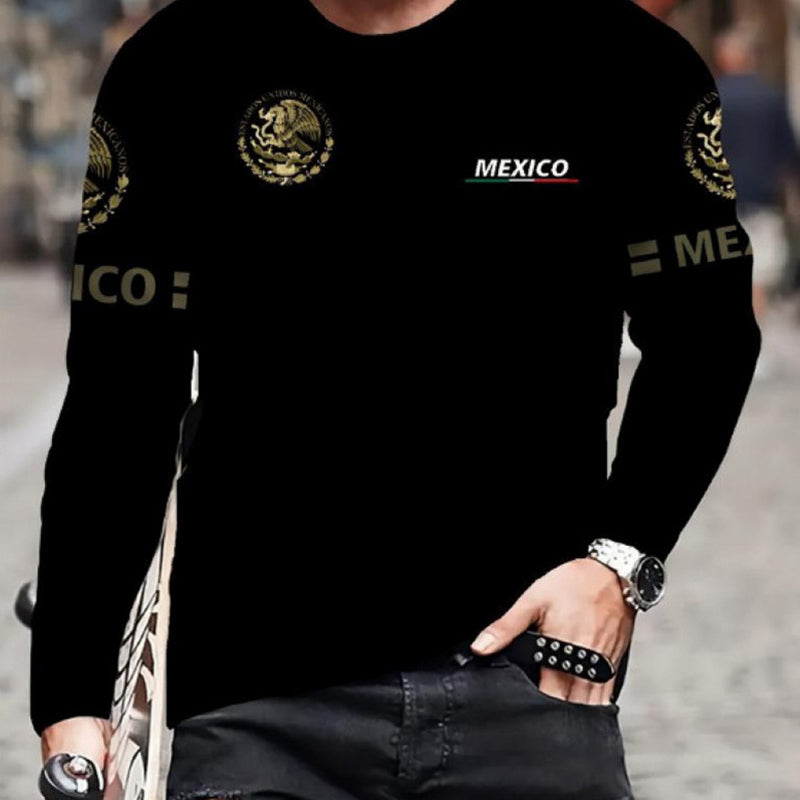 T-shirt à col rond et manches longues pour homme