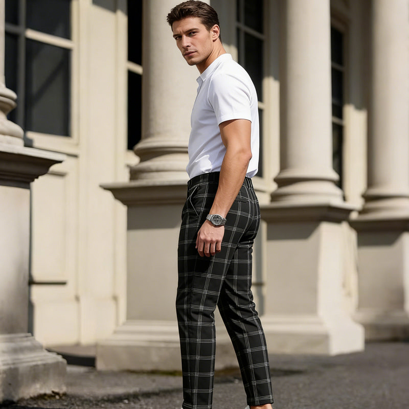 👖 60% DE RÉDUCTION ! ✨ Pantalon Slim à Carreaux pour Homme – Coupe Moderne, Tissu Confortable & Look Polyvalent 🔷