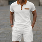 Ensemble 2 pièces décontracté en maille gaufrée pour homme