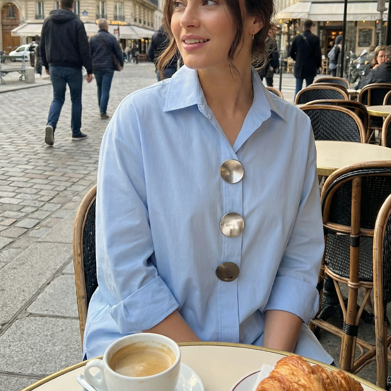Chemise oversize pour femme avec boutons décoratifs