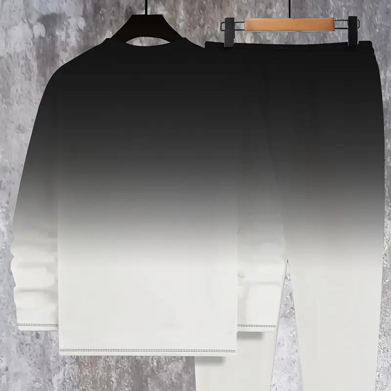 Ensemble survêtement à col rond pour homme, dégradé de couleurs