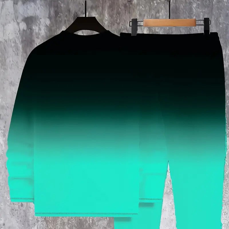Ensemble survêtement à col rond pour homme, dégradé de couleurs