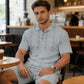 Ensemble 2 pièces pour homme : chemise et short en maille torsadée