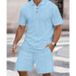 Ensemble 2 pièces pour homme : chemise et short en maille torsadée