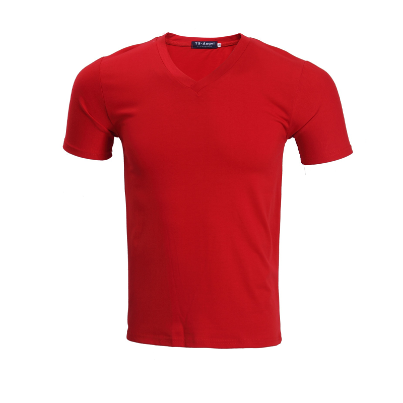 T-shirt classique à manches courtes en coton et col en V