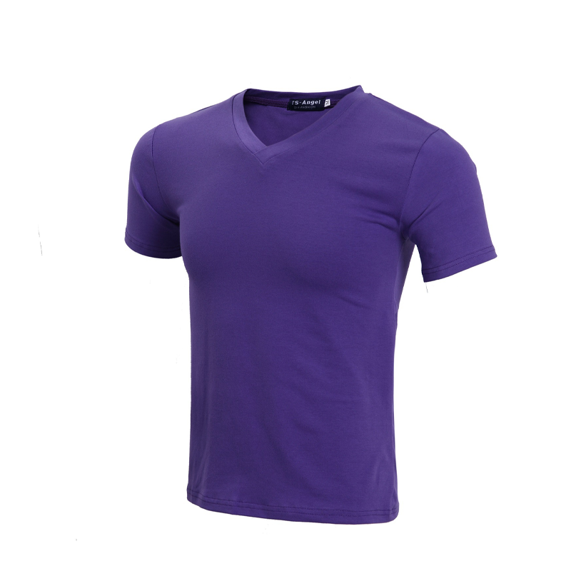 T-shirt classique à manches courtes en coton et col en V